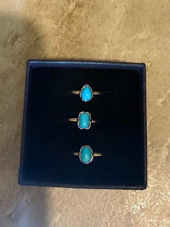Sleeping Beauty Jewelry - Blue Sleeping Beauty Turquoise Rhodium Over Sterling Silver Set of 3 Rings